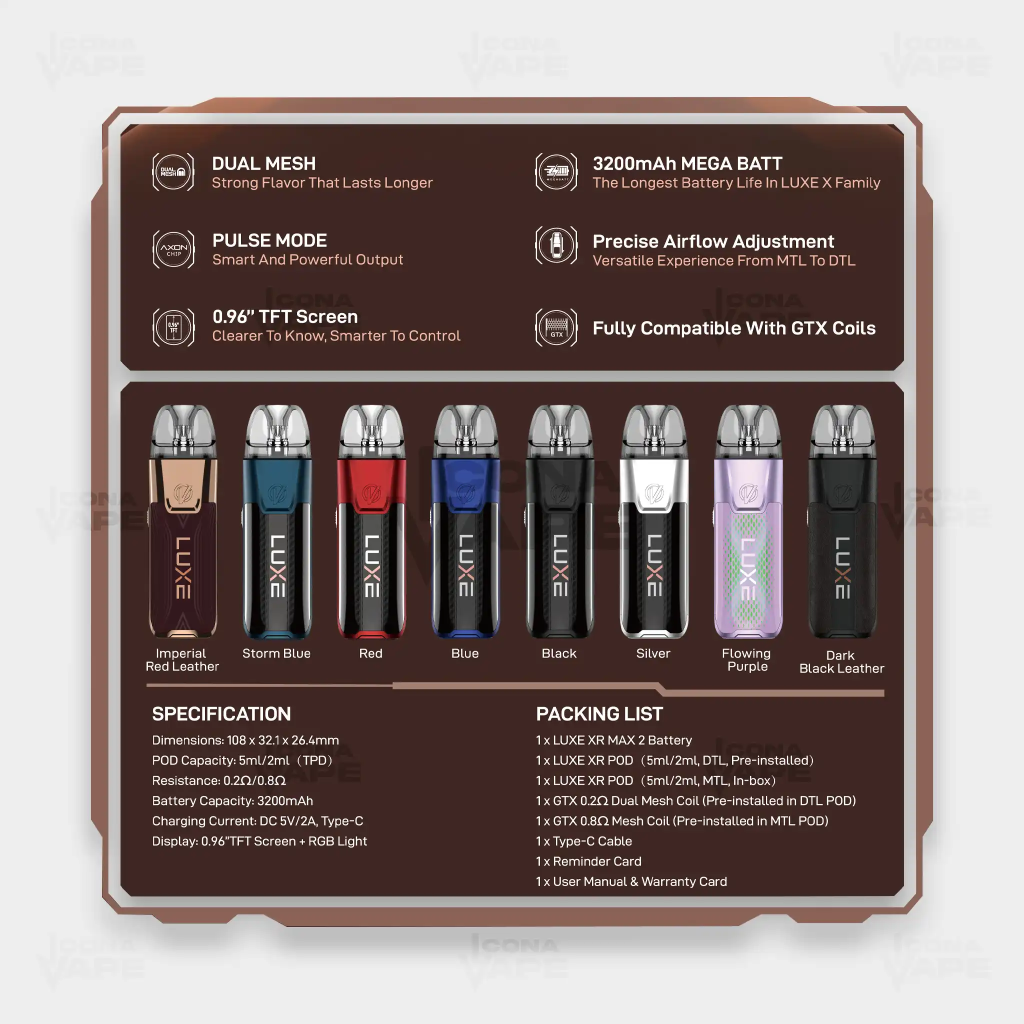 VAPORESSO LUXE XR MAX 2 POD KIT - Image 3